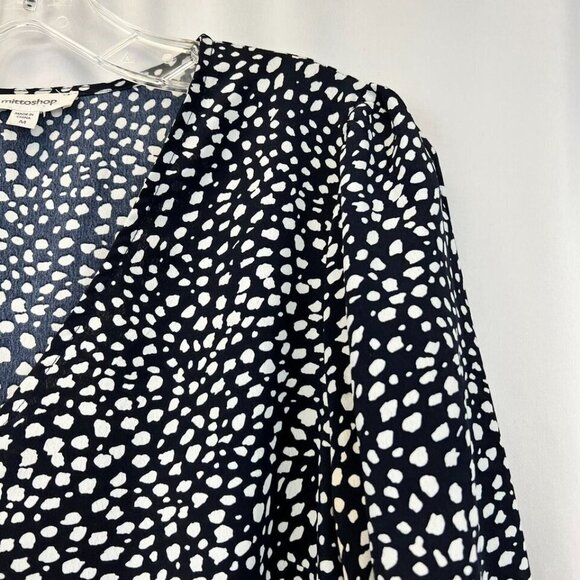 Mittoshop Womens Navy/White Print 3/4 Sleeve Button Front Top Size Medium - Picture 6 of 10